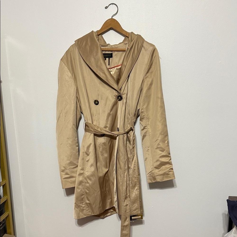 Donna Karan New York Belted Trench Coat Jacket Beige Champagne